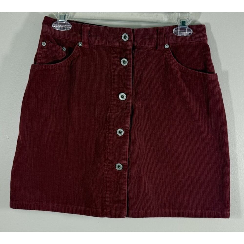 Mini Skirt Women 8 Burgundy Corduroy Y2K Dark Academia Prep